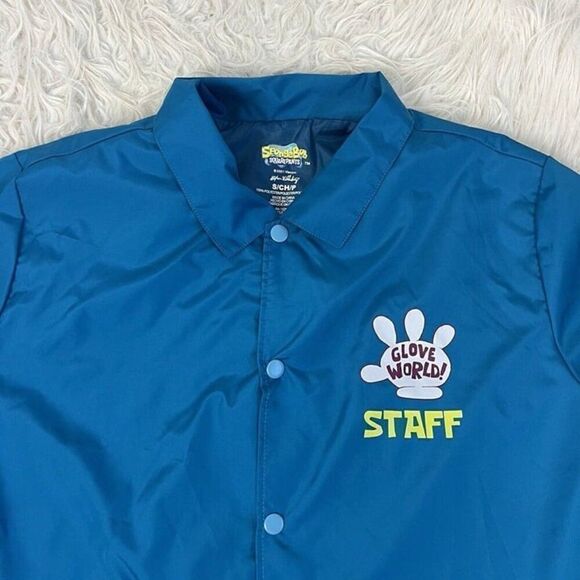 SpongeBob Glove World Staff Rain Jacket Wind Breaker Small Limited Edition NWOT - Picture 9 of 9
